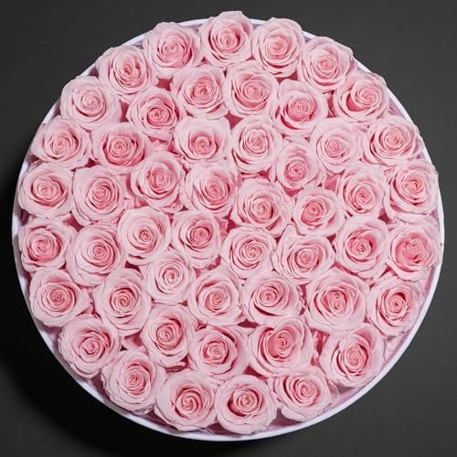 50-Piece Velvet Box Roses – Preserved Flowers for Delivery, Birthday Gifts for W