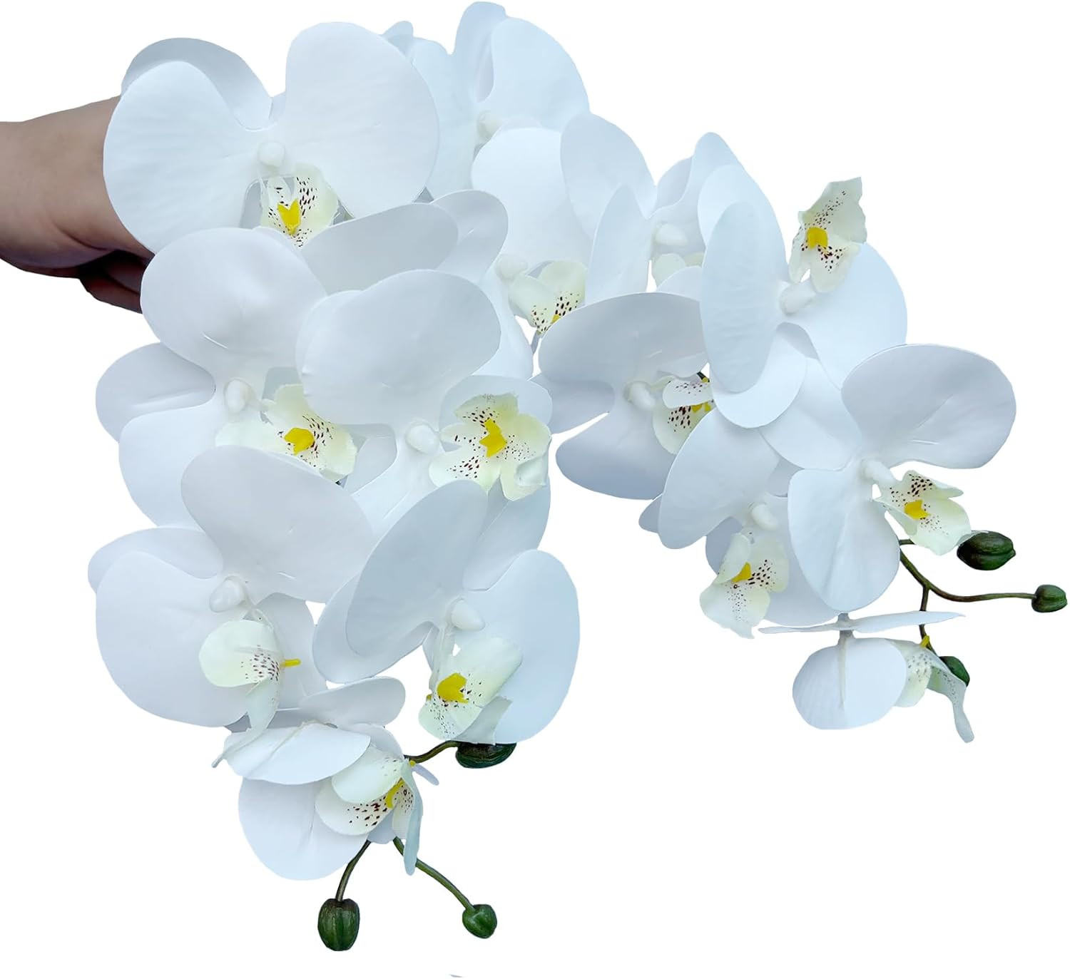 32″ White Artificial Phalaenopsis Orchid Flowers – 8 Pcs for Home Décor