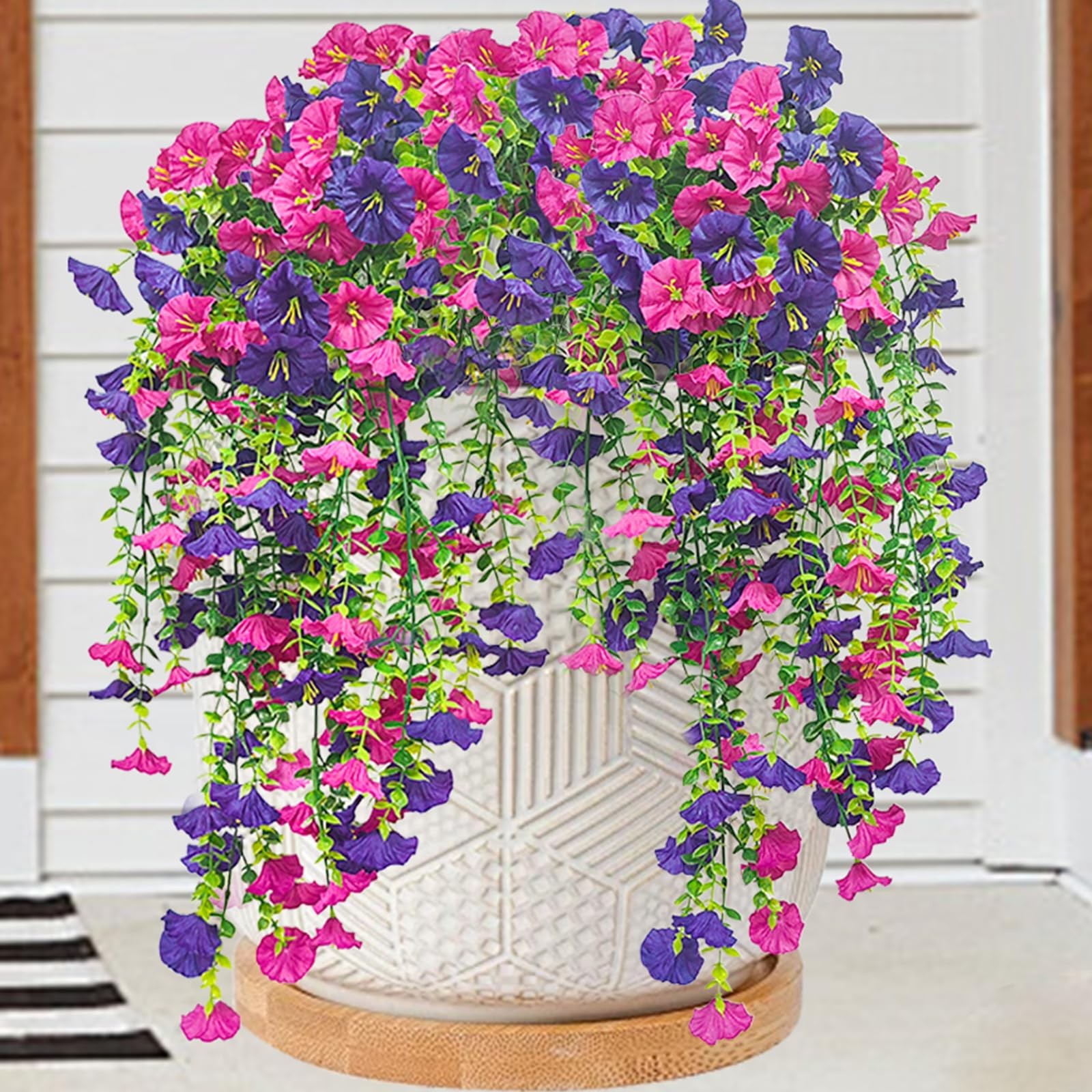 4PCS Artificial Hanging Flowers,Artificial Flowers for Outdoor Decor Suitable…