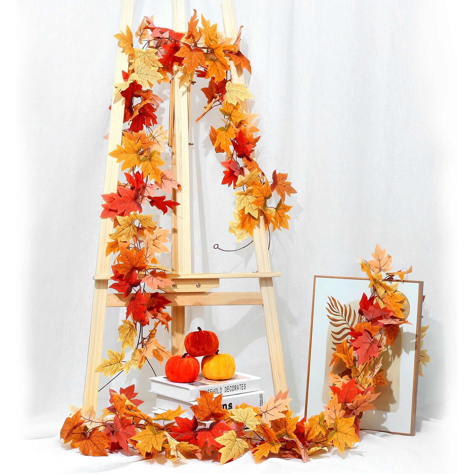 2Pcs 13FT Fall Maple Leaf Garland for Thanksgiving Decor