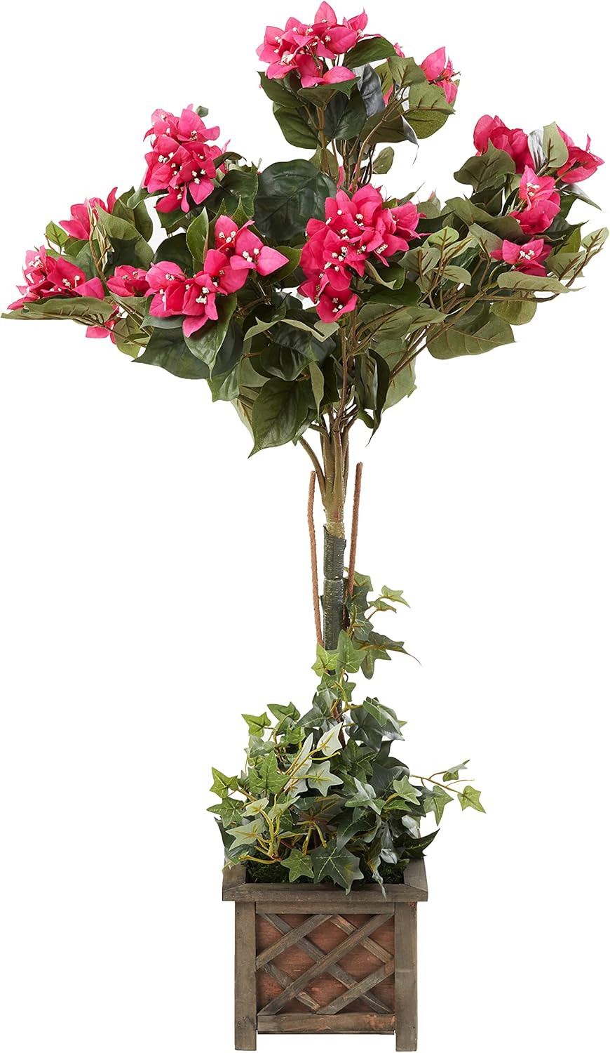 34″ Bougainvillea Topiary in Stylish Wood Box – Perfect Home Decor!