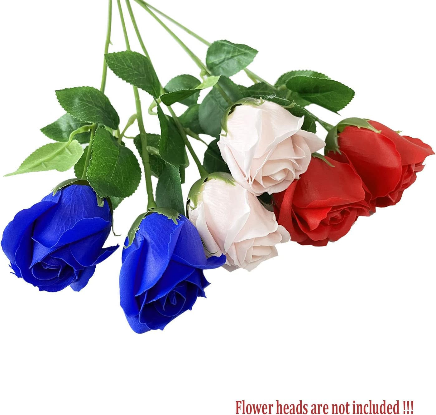 50Pcs Floral Wire Stem with Leaves Artificial Plastic Rose Floral Wire Stems DIY