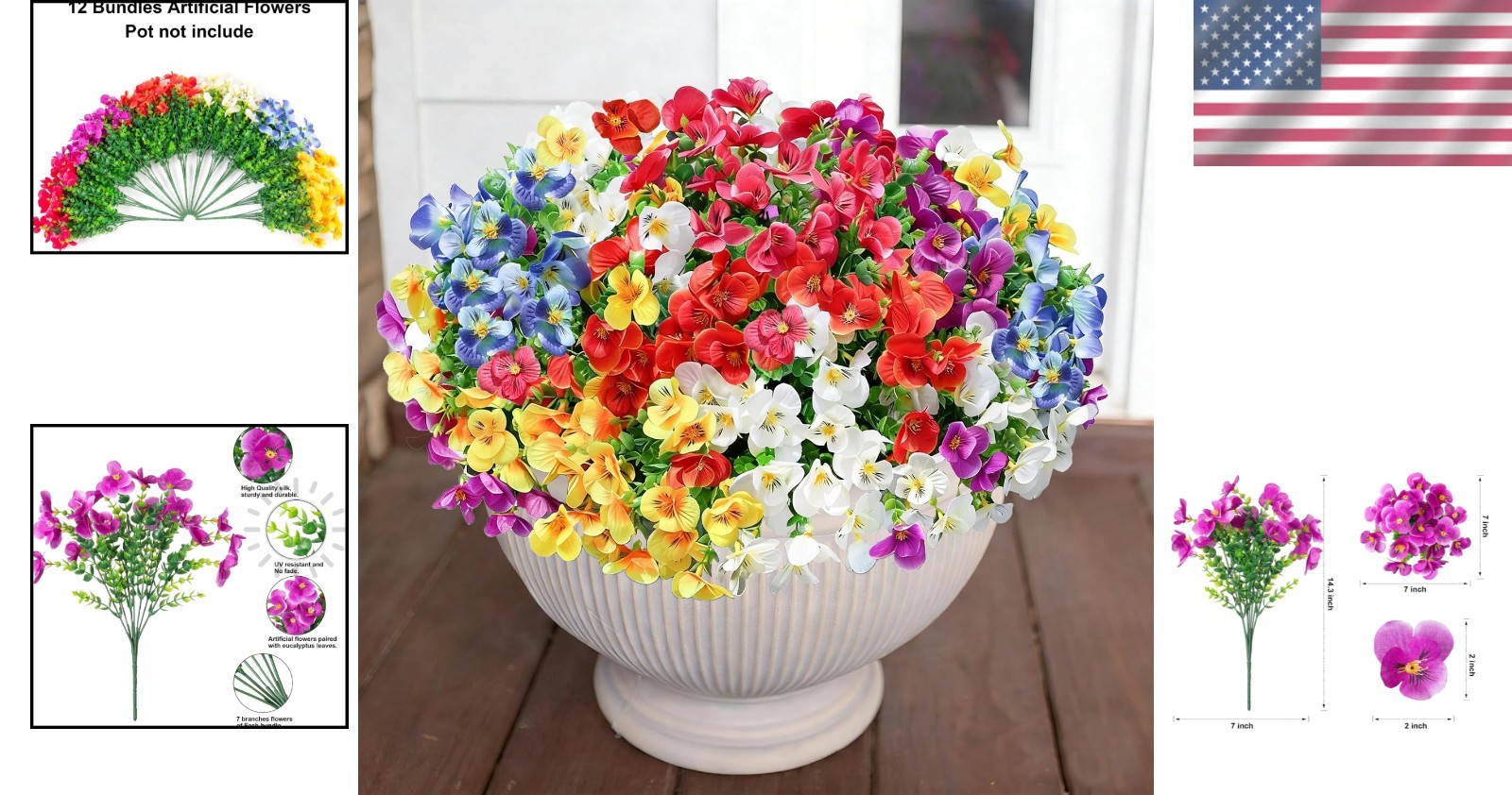 Faux Silk Mixed Color Pansy Flowers – 20PCS for -Round Outdoor Beauty