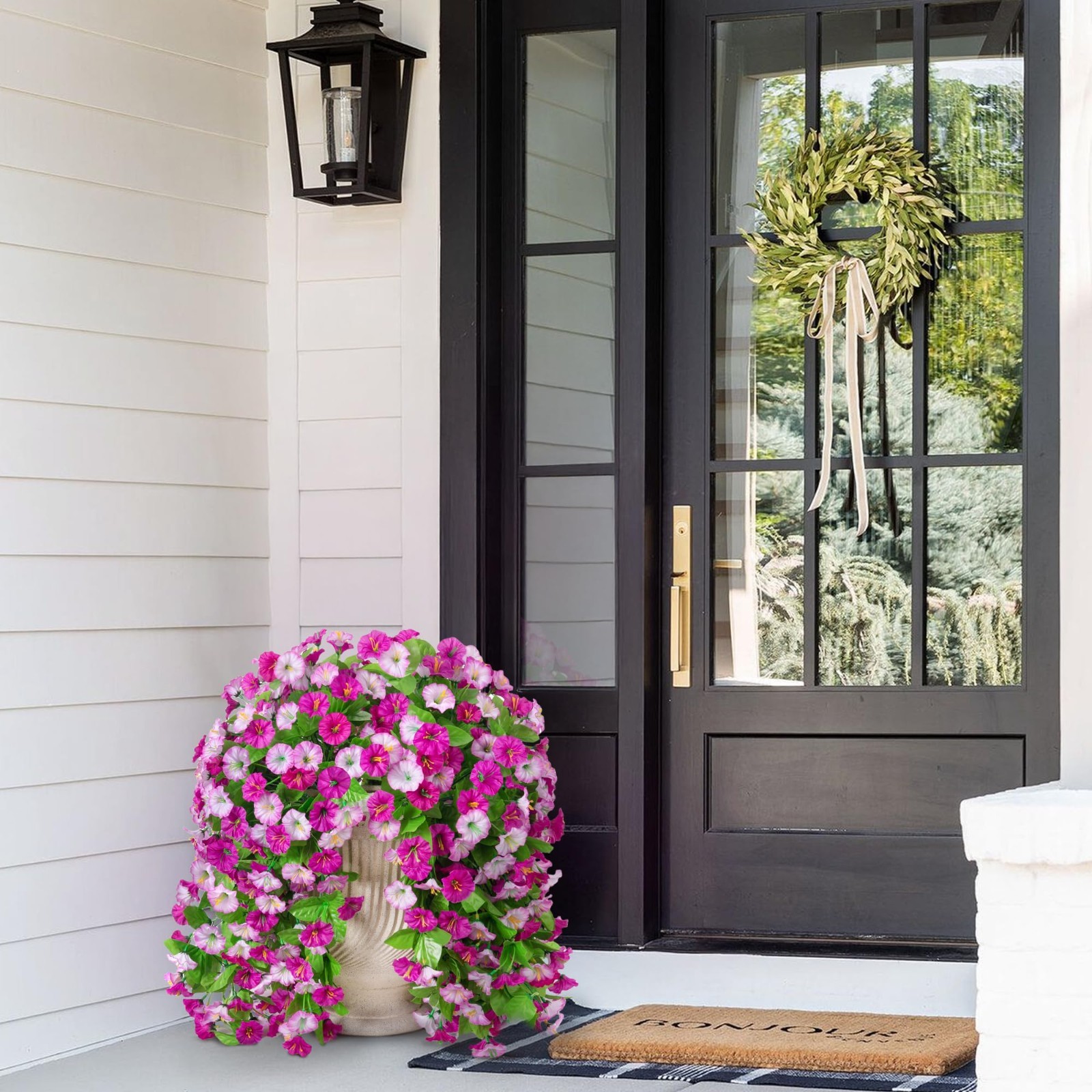 Faux Hanging Flowers Basket – Artificial Silk Floral Planter for Spring & Summer
