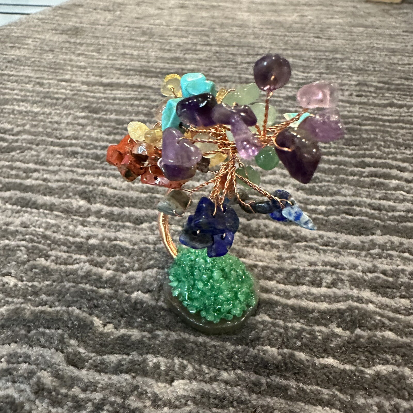 Crystal Tree 7 Chakra Healing Natural Gemstone Stone Base Copper Wire Handmade