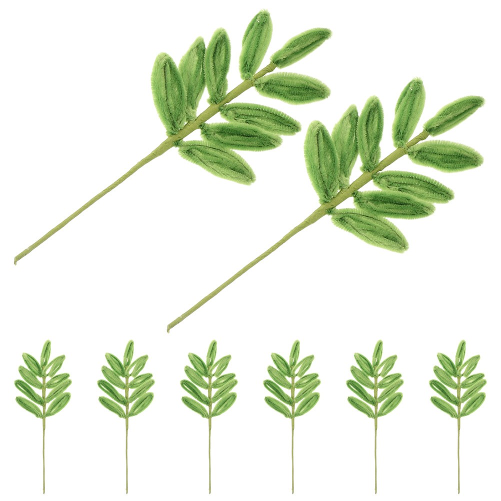 3 Units Vase Filler Pipe Cleaners Green Fake Leaf Picks for Filling Craft Decor