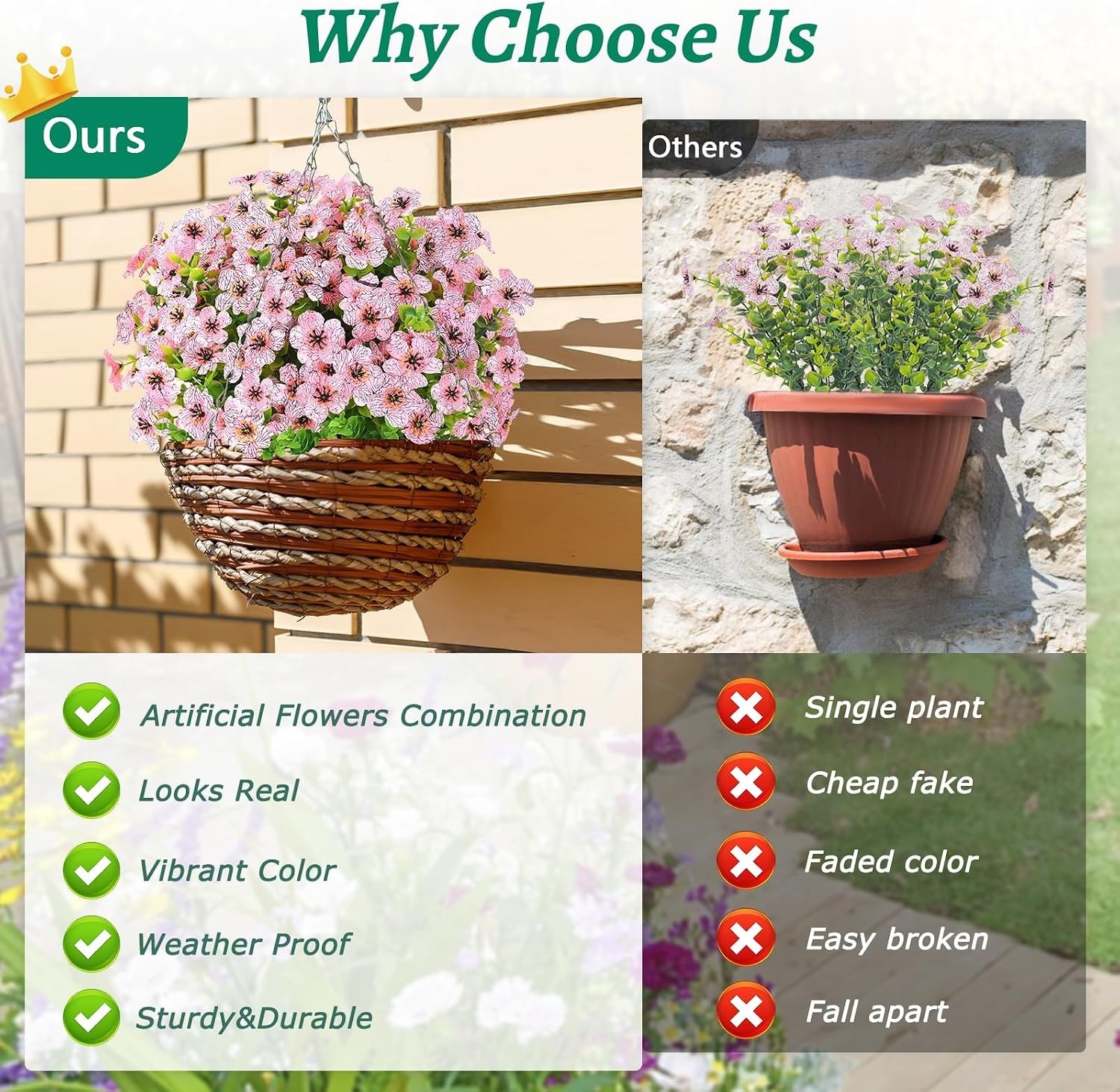 Lifelike 9-Pack Outdoor Faux Flowers – Maintenance-Free Decor for Any Season