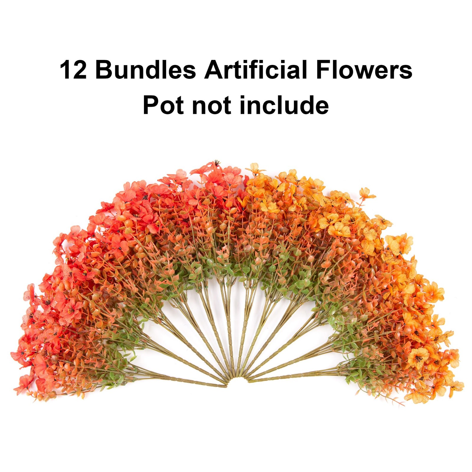 12 Bundles Artificial Fall Flowers – Faux Mums with Eucalyptus for Home Decor