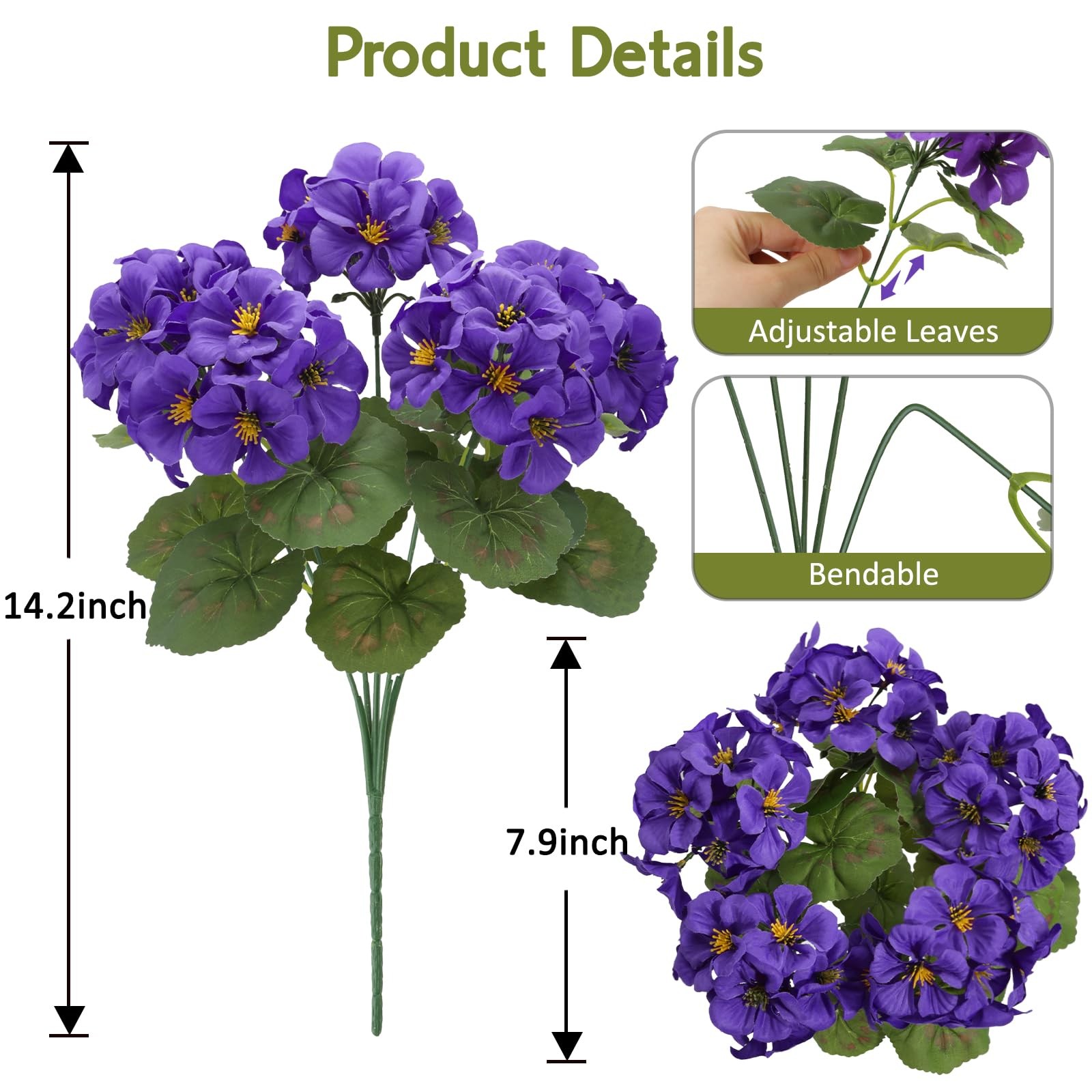 Artificial Geraniums Silk Artificial Flowers for Outdoor Indoor, 6 Mixed Colors