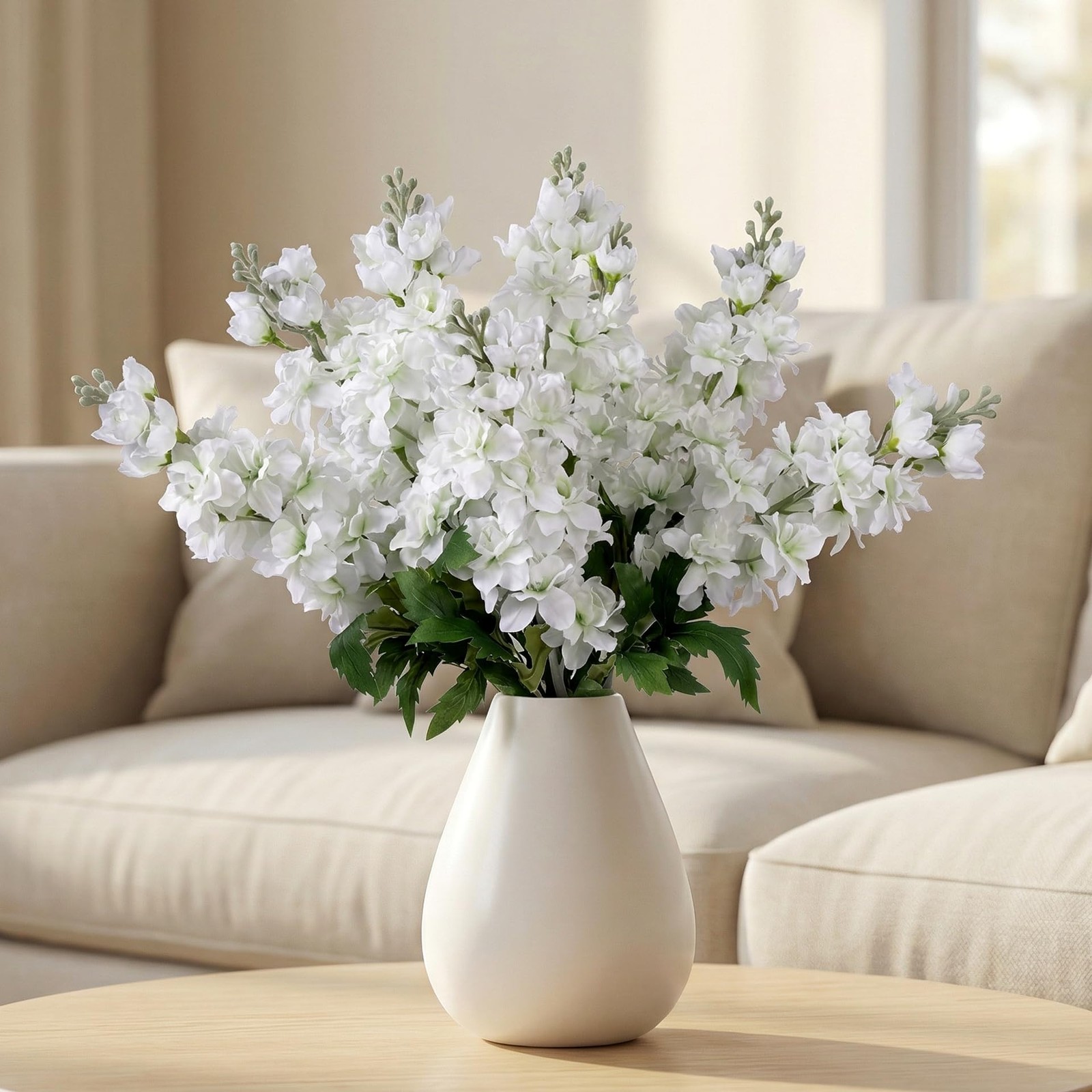Fake Flowers 23.6” Delphinium Artificial Flowers 8Pcs Silk Flowers with Stems…