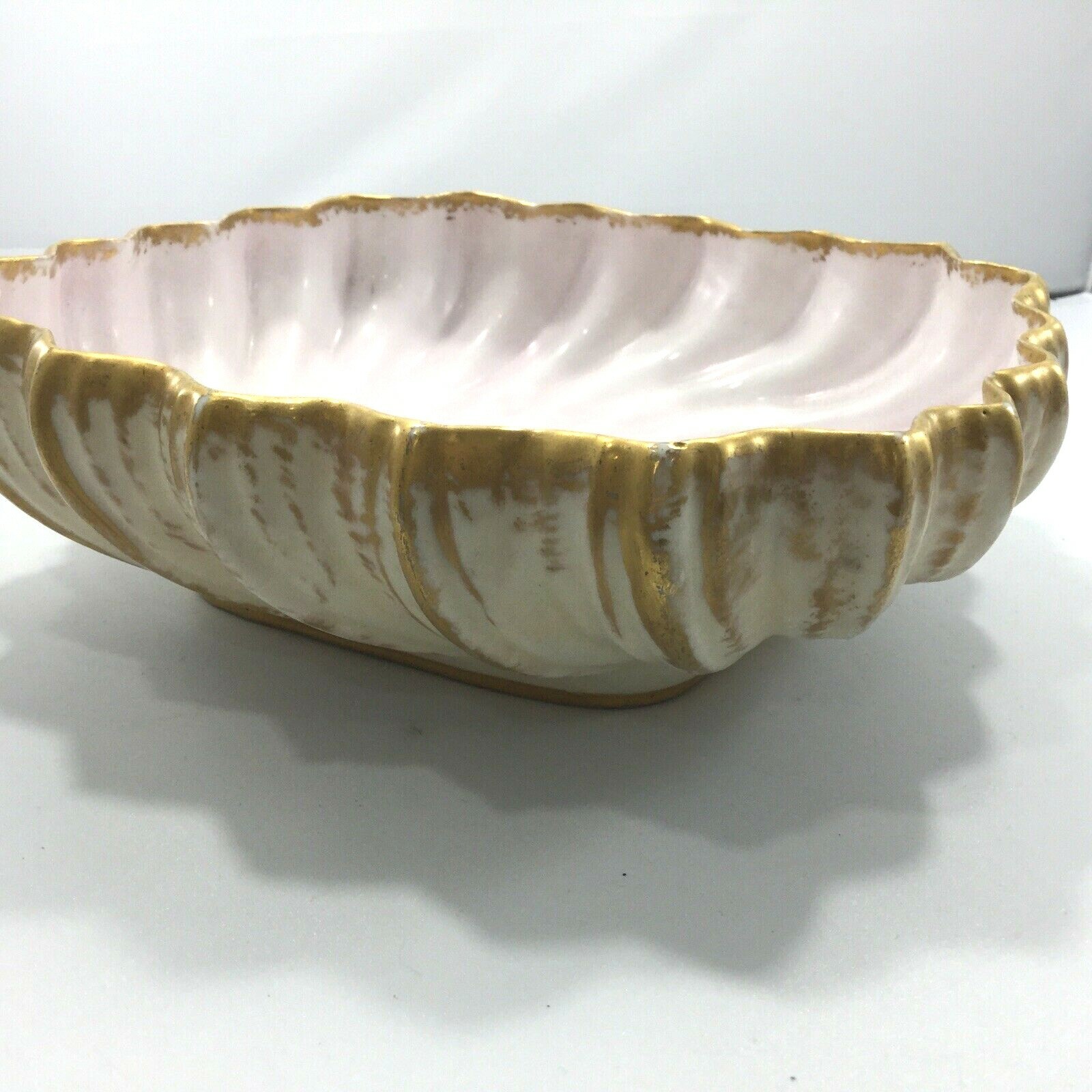 Vintage Leonard Vienna Austria Square Dish or Bowl Gilded Shell Pink