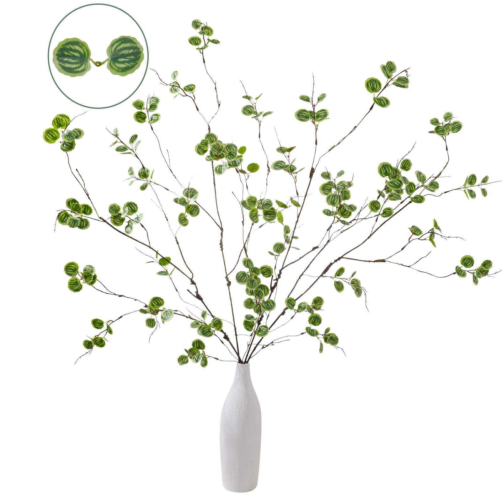 4 Pcs 38.5″ Tall All-Green Artificial Branches with Leaves, Realistic Faux Fi…