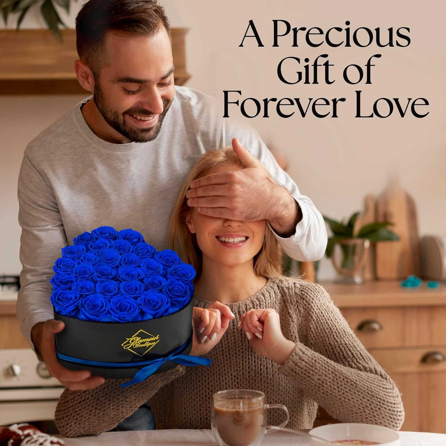 Hassle-Free 27 Blue Eternal Roses in Heart-Shaped Box – Timeless Elegance