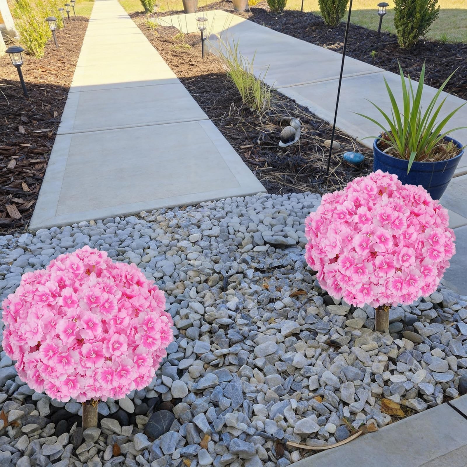 Artificial Flowers Bushes for Outdoors Pink Artificial Boxwood Topiary Lighte…