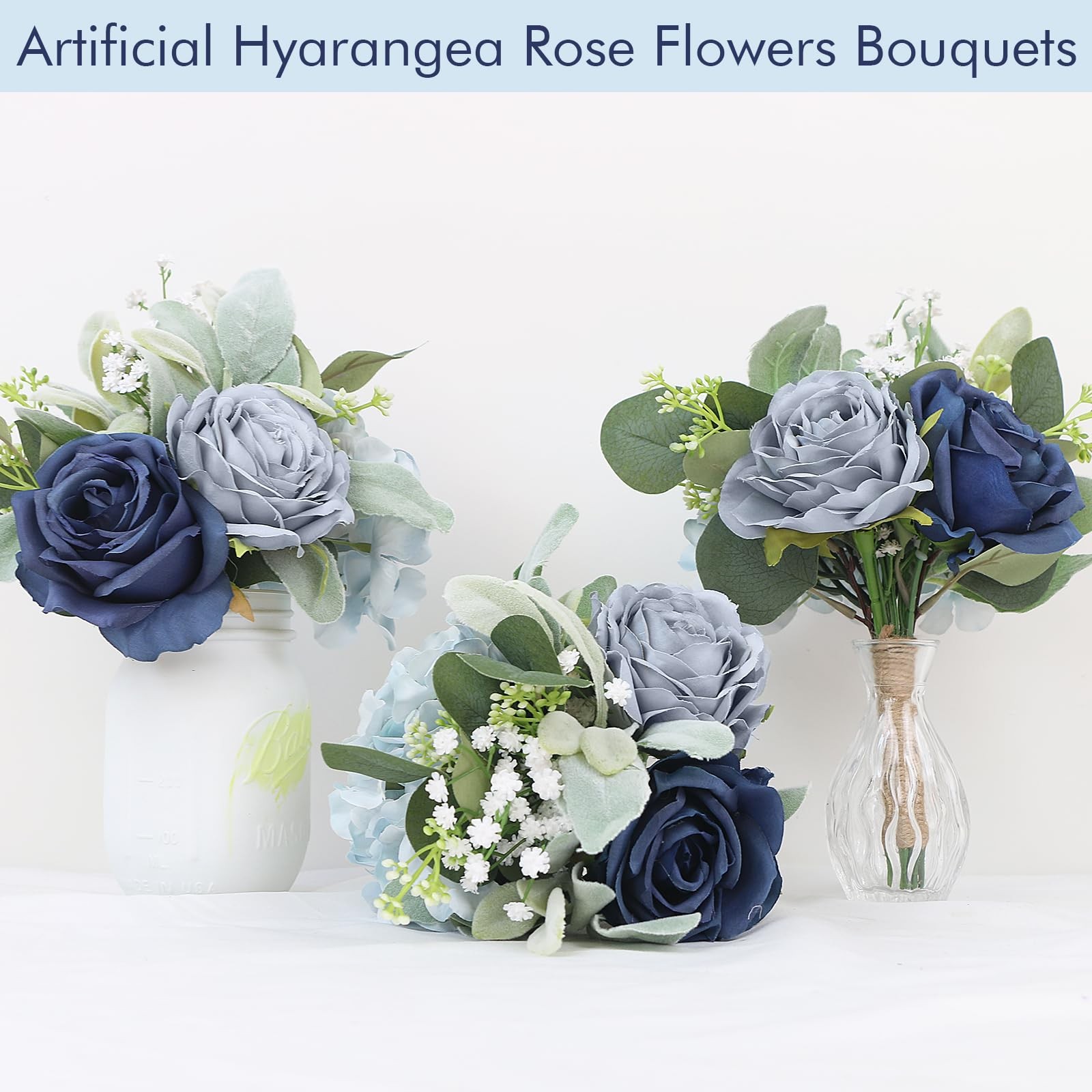 4 PCS Artificial Bridesmaid Bouquets Silk Rose Flowers Bouquet Wedding 7 Inch