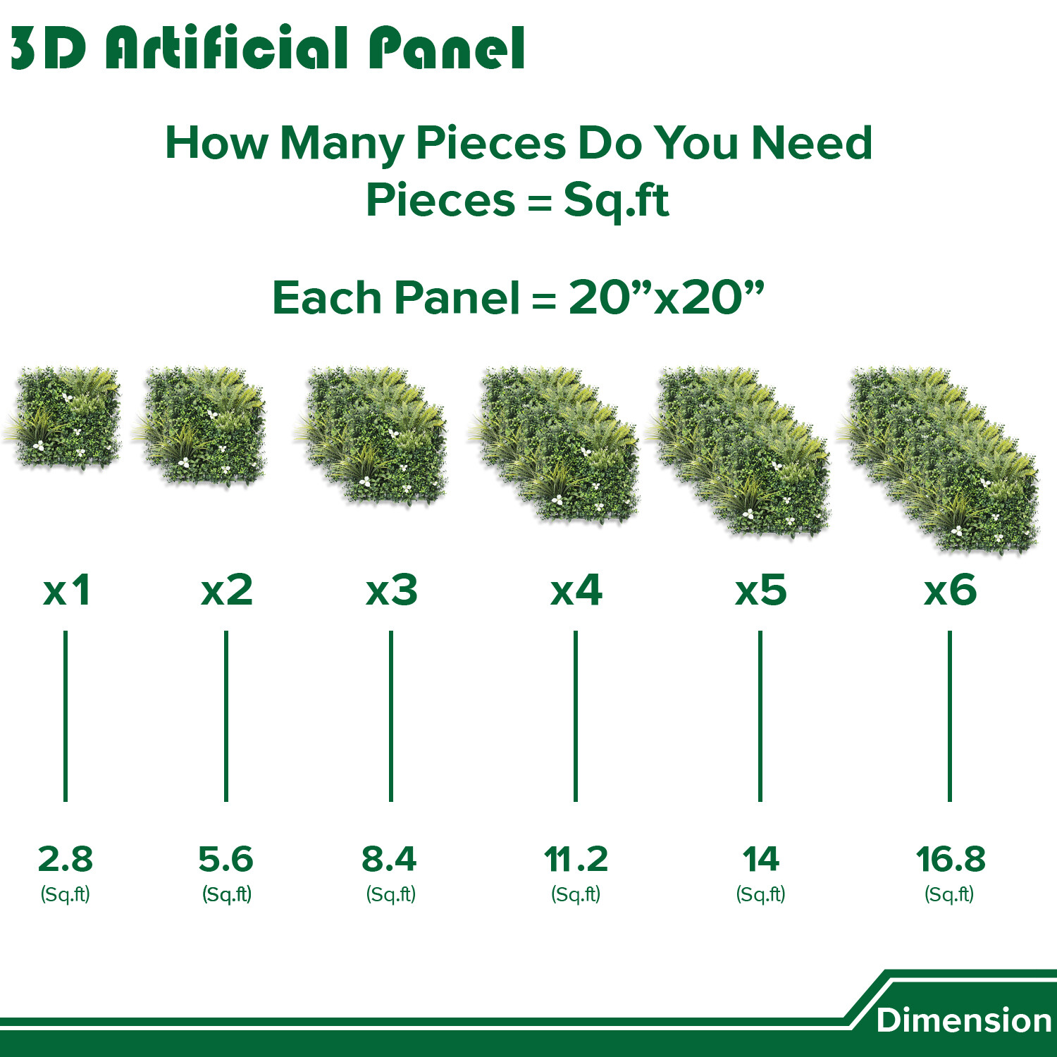 20″ Artificial Grass Mats 3D Mixed Plant Wall Hedge Decor For Home Festival #5