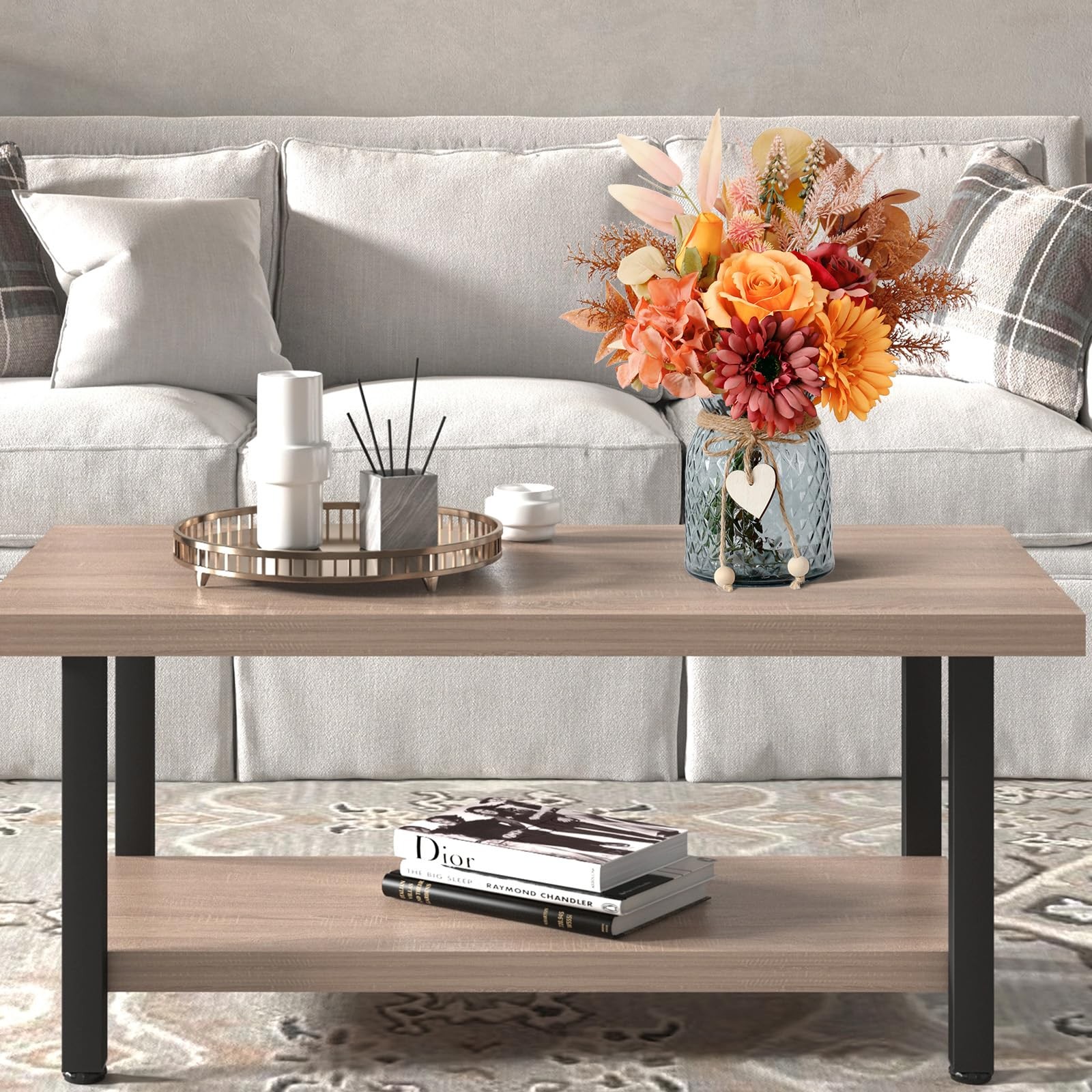Fake Fall Flowers in Vase,Fall Silk Flower Arrangements,Fall Centerpieces for