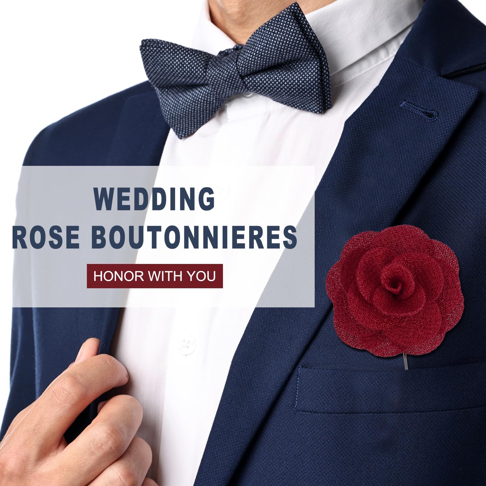 6 PCS Groom Boutonnieres Rose Pins Men Wedding Ceremony Anniversary Decoration