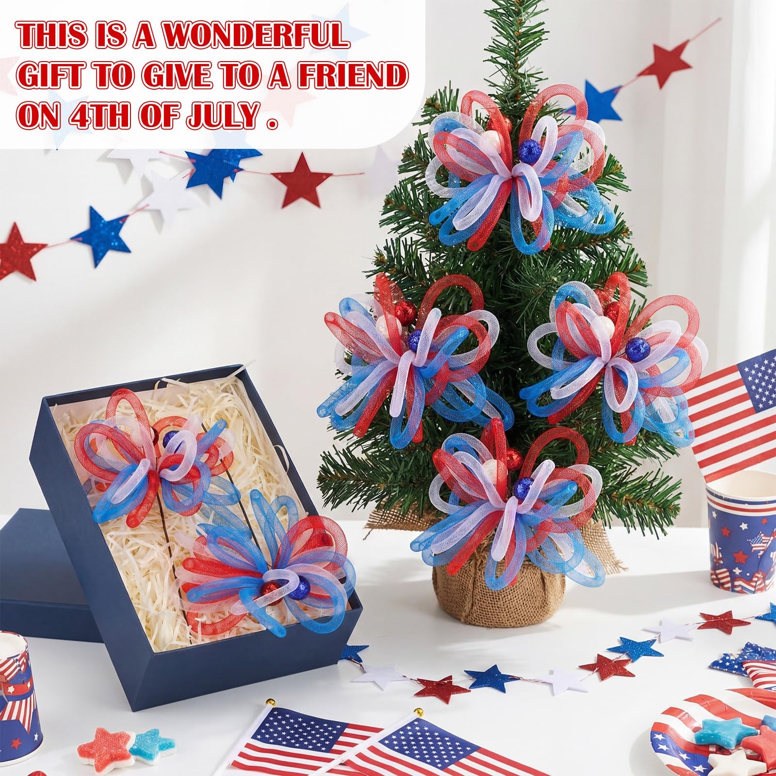 6 Pack Red White Blue Patriotic Artificial Flower 4th of July Decoration 10 I…
