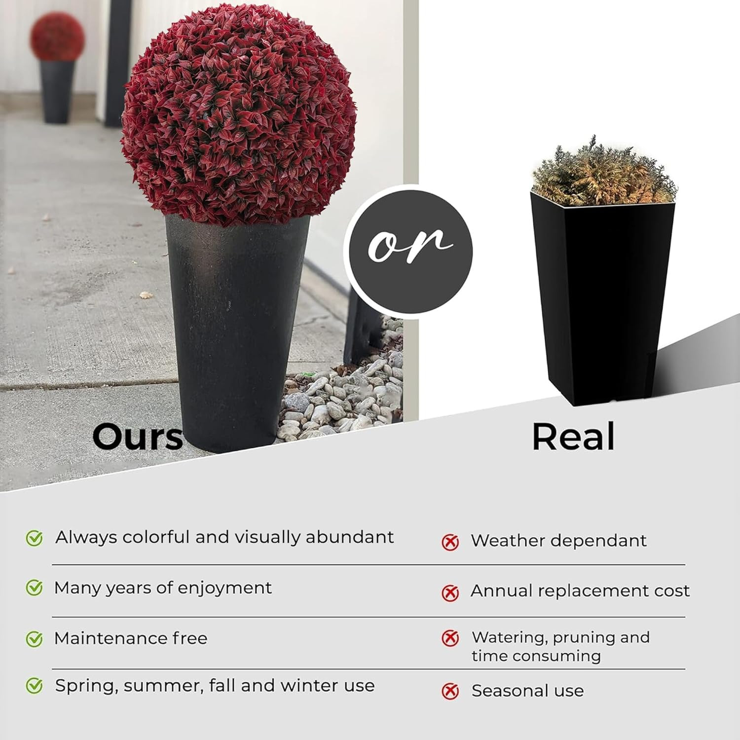 23″ XL Topiary Ball – Superior Burgundy Boxwood Style (2 Halves)