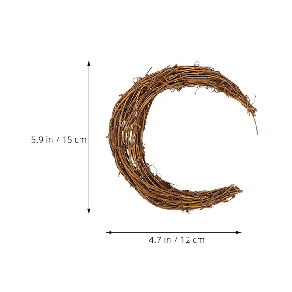 2Pcs Reusable Moon Rattan Wreath Ring DIY Decor Frame with Natural Vine