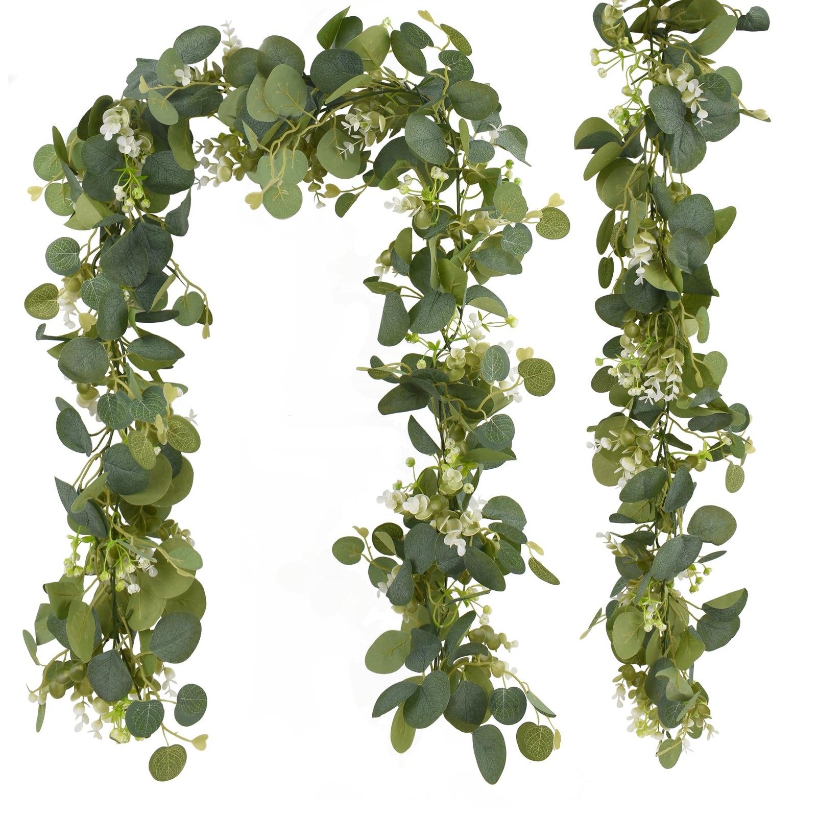 Artificial Eucalyptus Flower Garlands 2pcs 5.91Ft Fake Hanging Eucalyptus Vin…