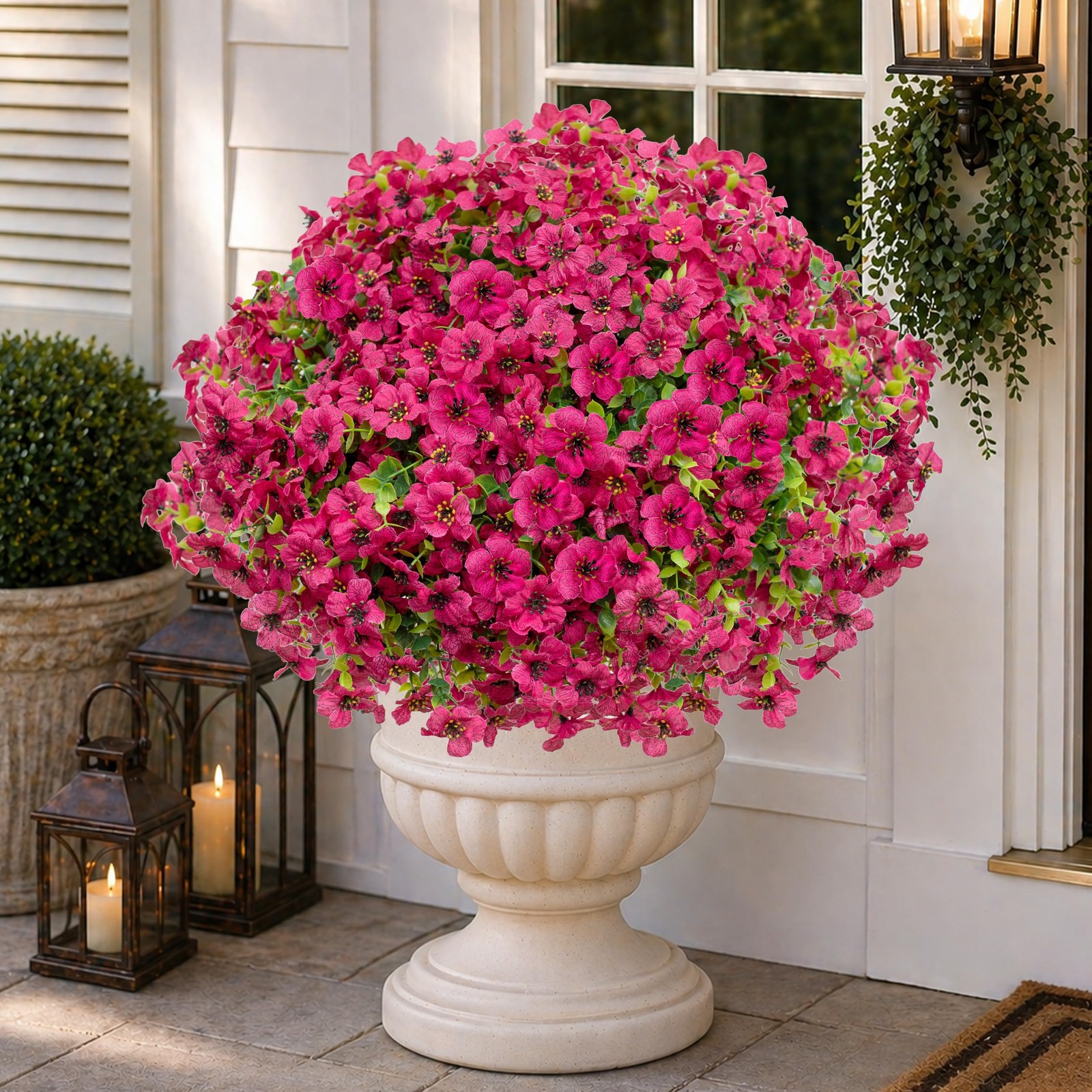Artificial Flowers for Outdoors, 16 Bundles Fake Plants Red