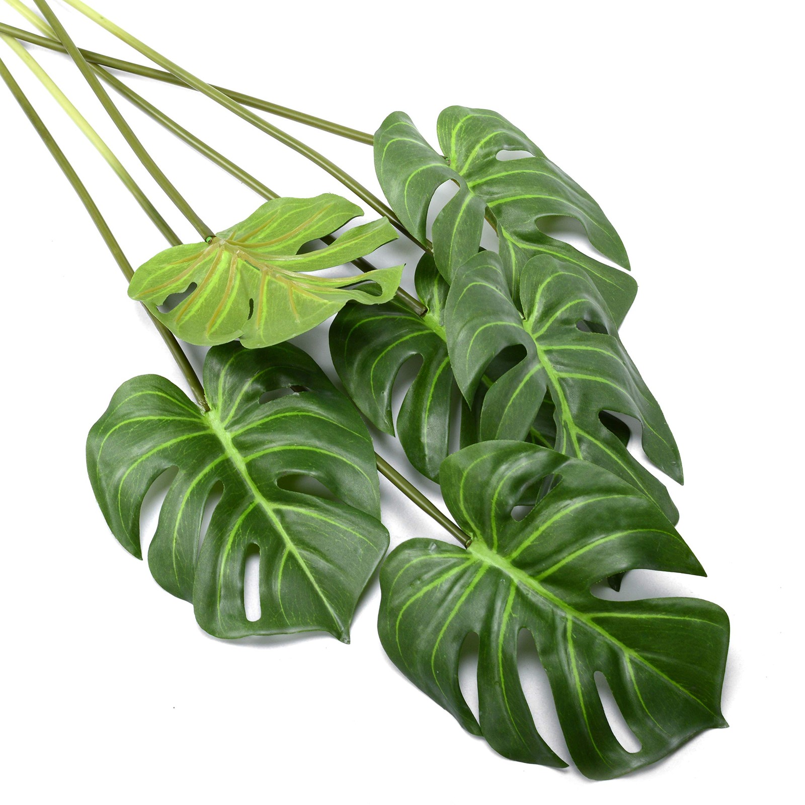 DVGUN 6 Pack Artificial Palm Plants Leaves Faux Turtle Leaf Fake Tropical Lar…