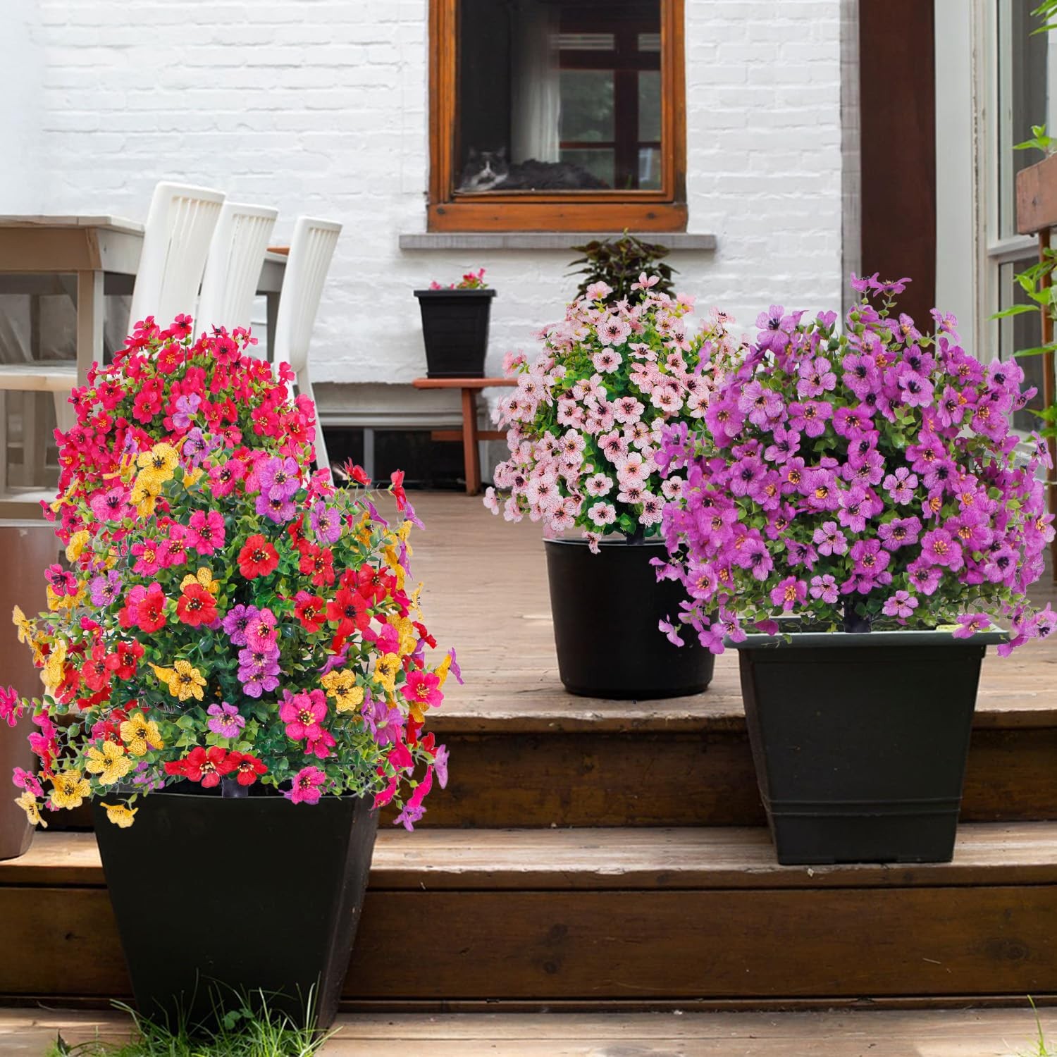 Best 22 inches high 2-Pack Artificial Violet Bush Decoration, UV Resistant Fake