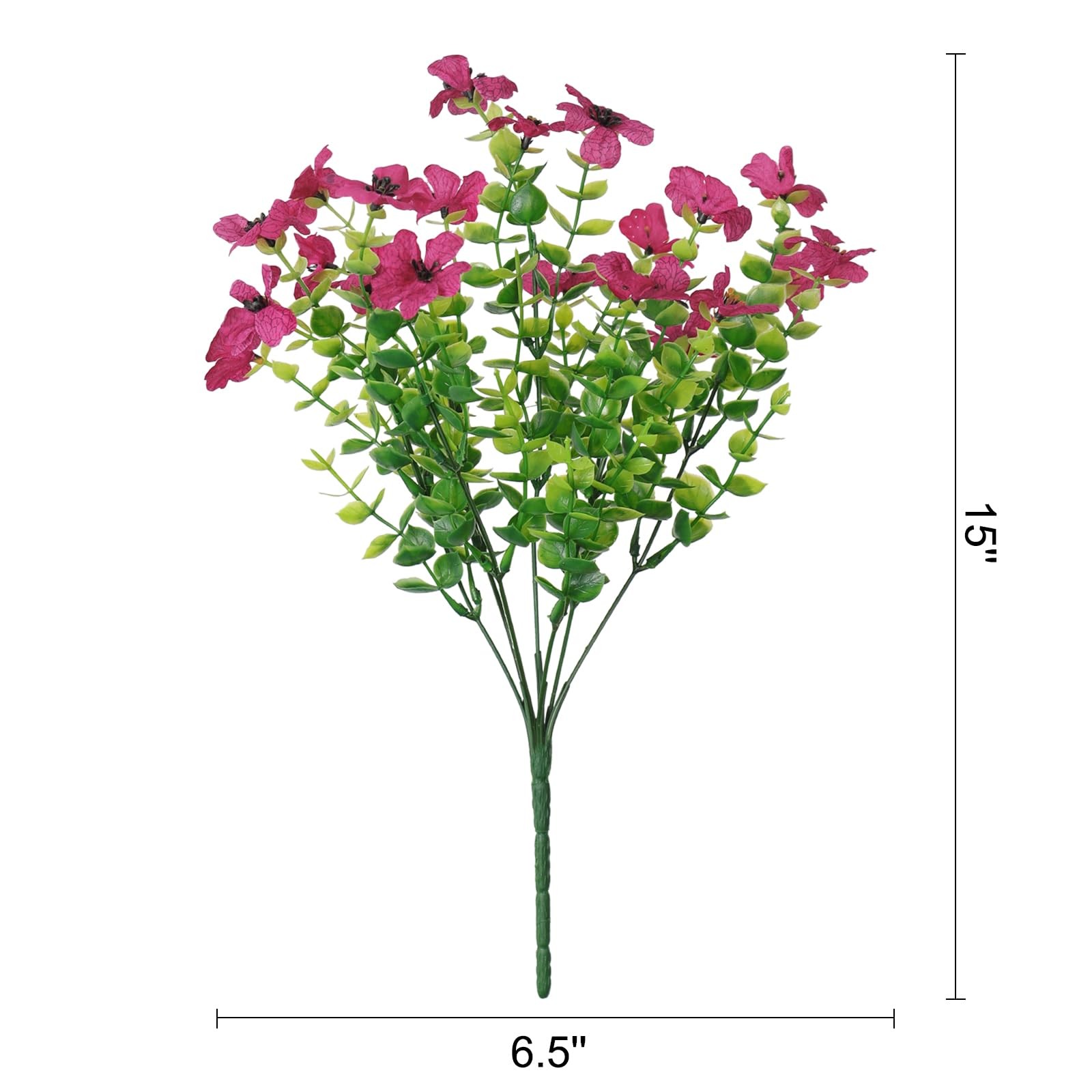 8 Bundles Artificial Outdoor Flowers Faux Silk Azalea UV Resistant Magenta