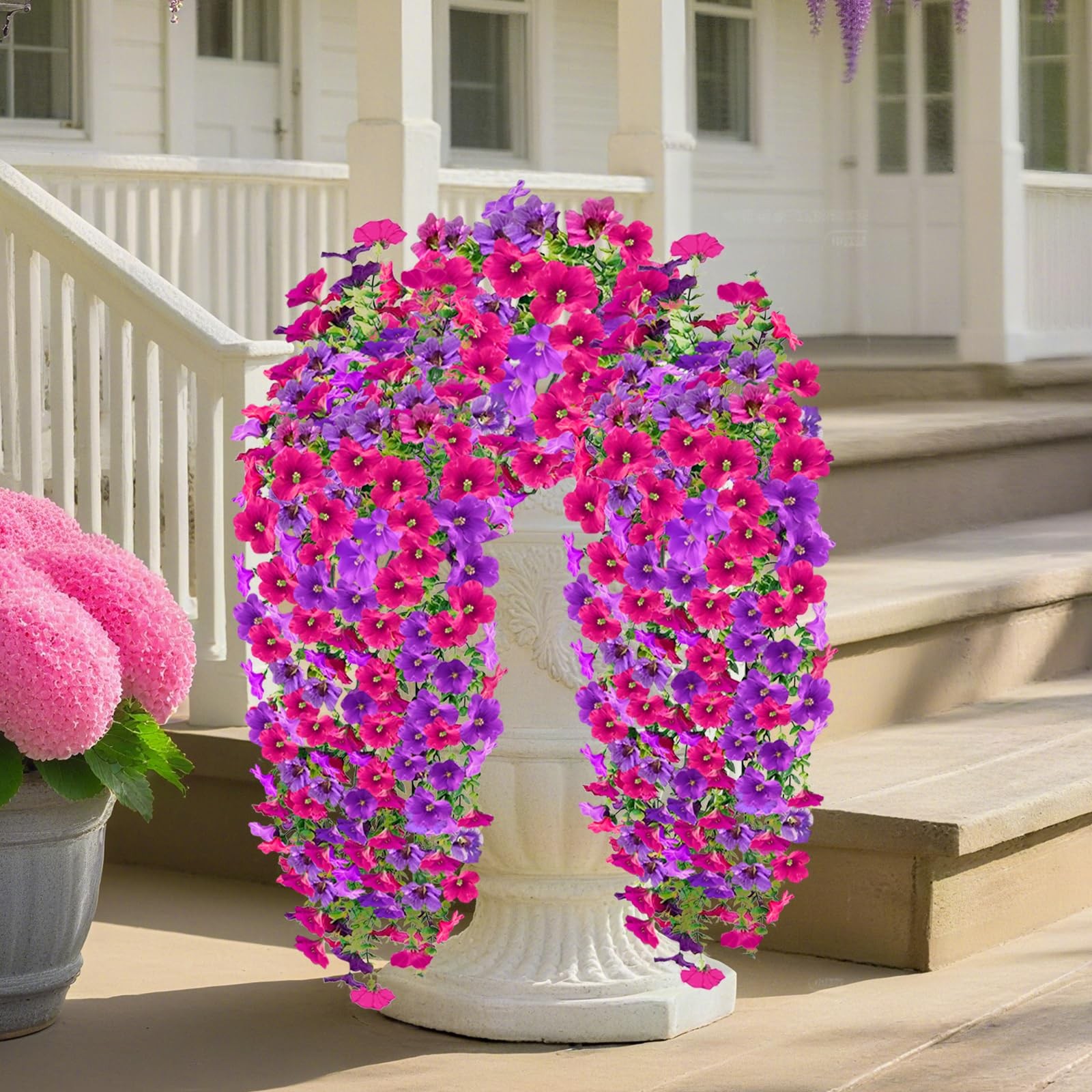 4PCS Artificial Hanging Flowers for Outdoors Summer Decoration, Upgrade UV Re…