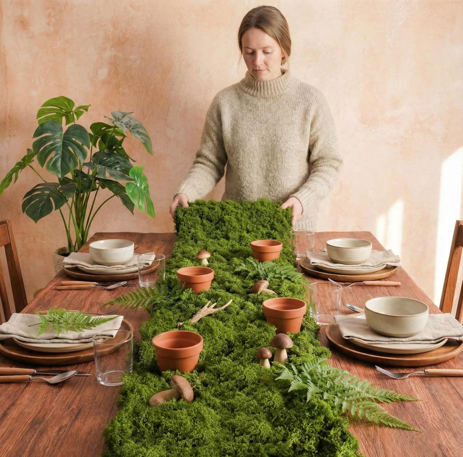 Fake Moss Mat Artificial Moss Table Runner for Wedding Decor Table Centerpieces