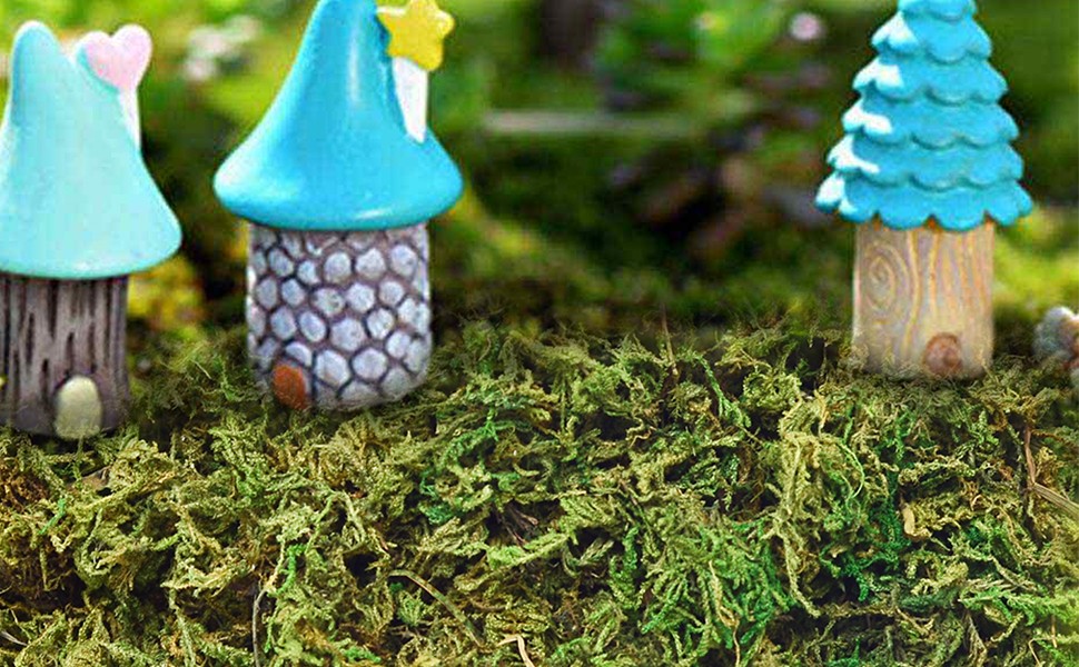 Fake Moss Artificial Moss for Potted Plants Greenery Moss(4OZ) Home Decor Fairy