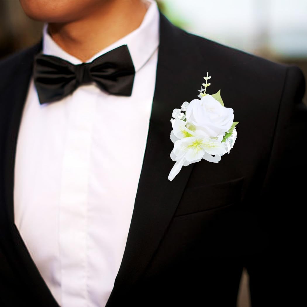 Wedding Flower Boutonniere Groom Rose Buttonholes Prom Suit Decoration for Me…