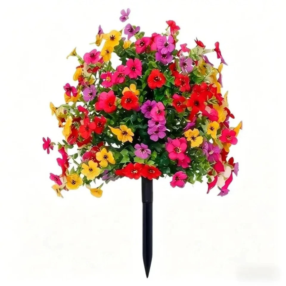 Artificial Violet Flowers with Ground Spike Fake Plants Garden Patio Yard Decor