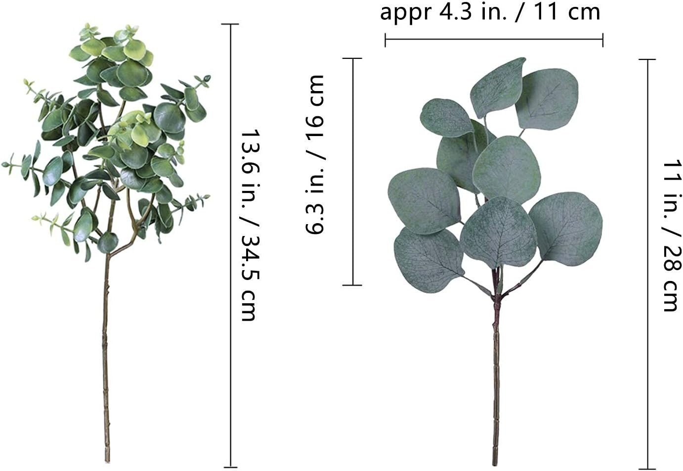 10 Pcs Mixed Eucalyptus Leaves Stems Bulk Artificial Silver Dollar Green,grey