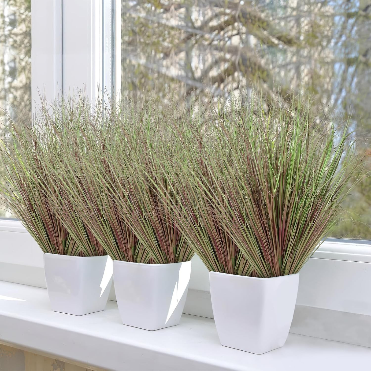 Vibrant Purple Fake Wheat Grass – 12 Bundles for Effortless Indoor/Outdoor Flair