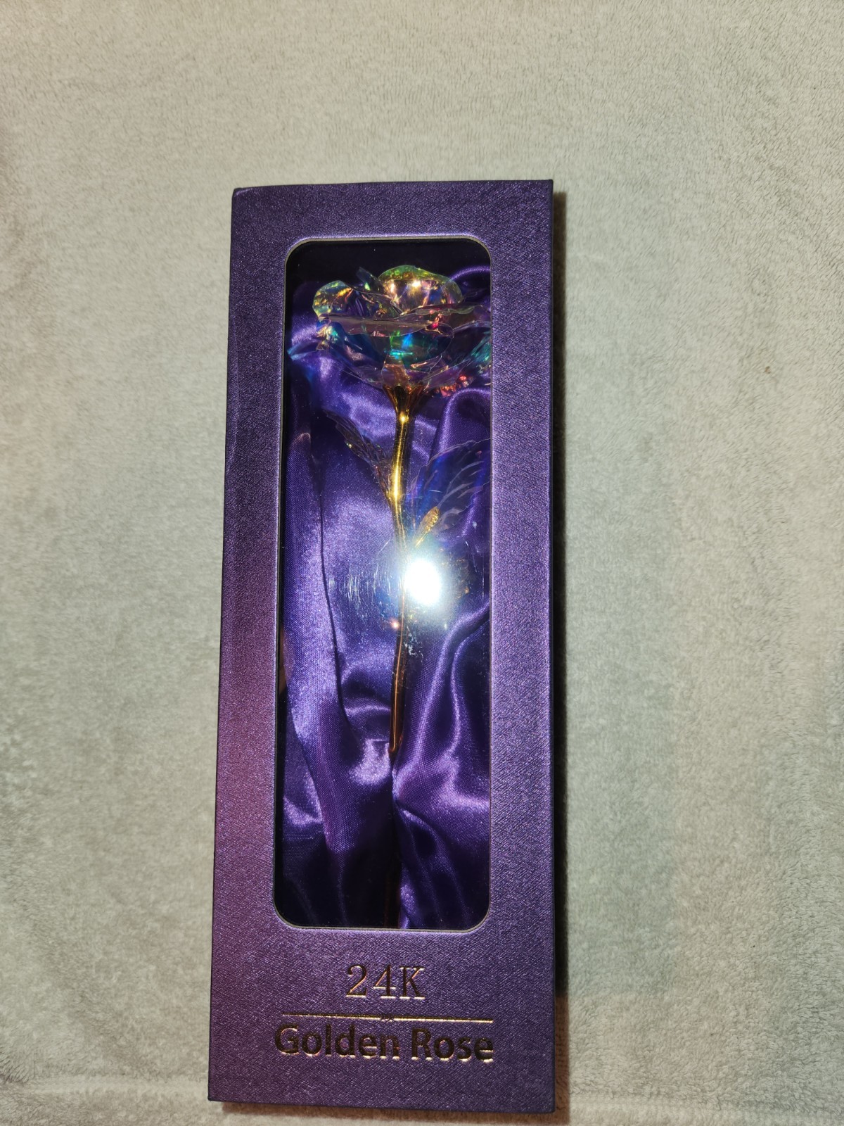 24K Gold-Plated Foil Artificial Rose with Stem for A Special Day Gift In Box 9″