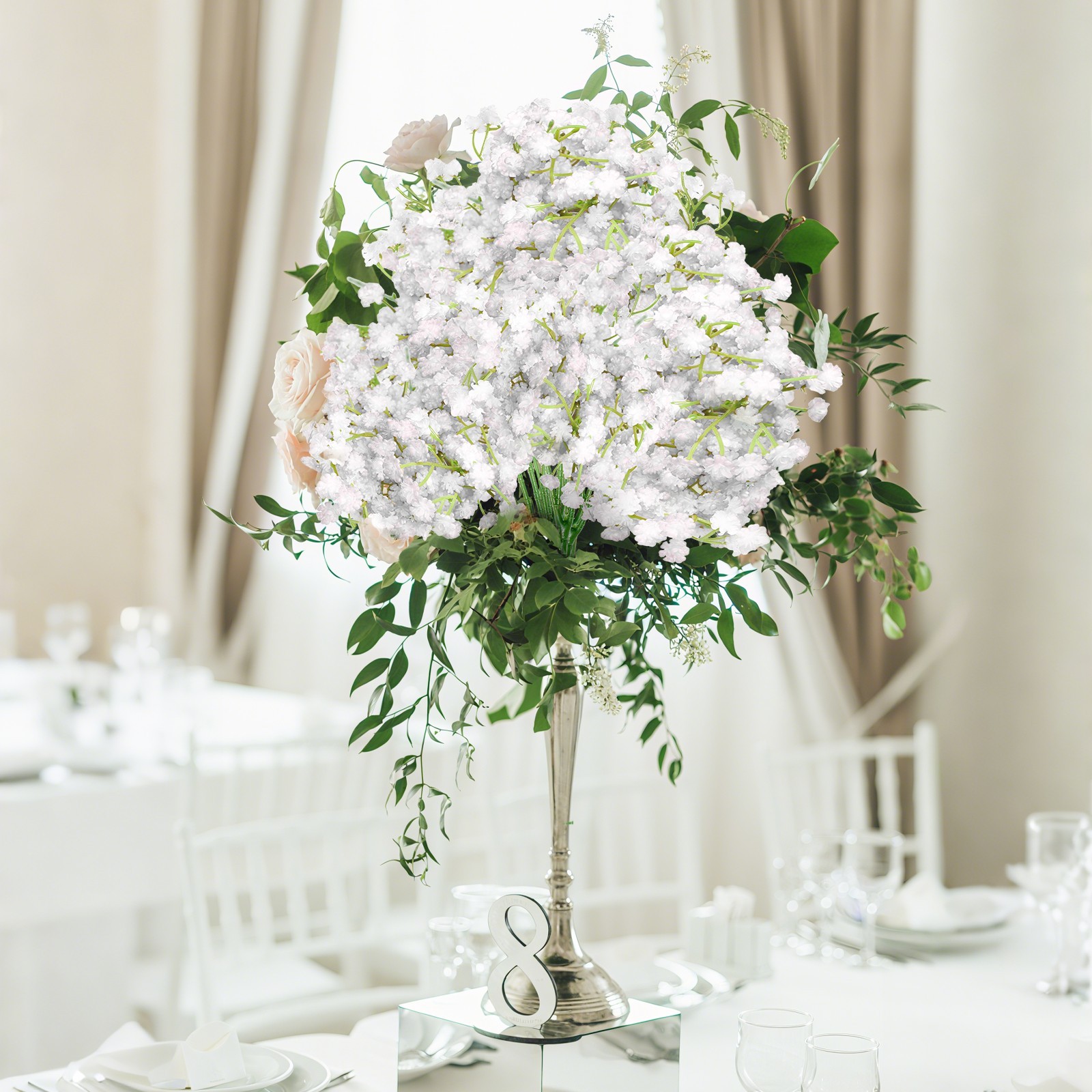 54Pcs Baby Breath Artificial Flowers Gypsophila Faux White Flowers Wedding Decor