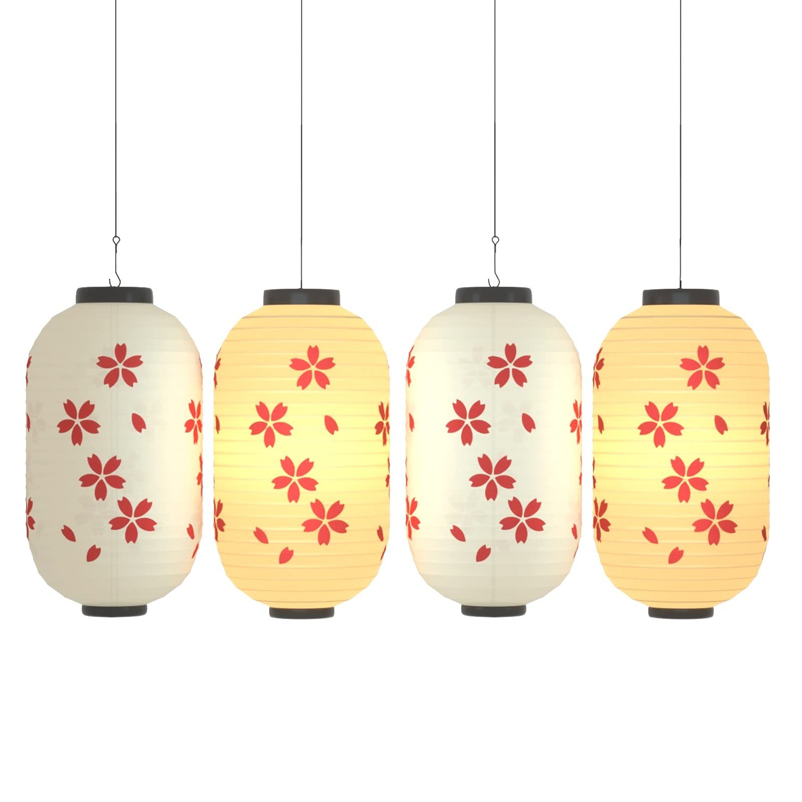 Set of 4 Waterproof Japanese Style Silk Cherry Blossom Lanterns 8×14 Inch – Indo