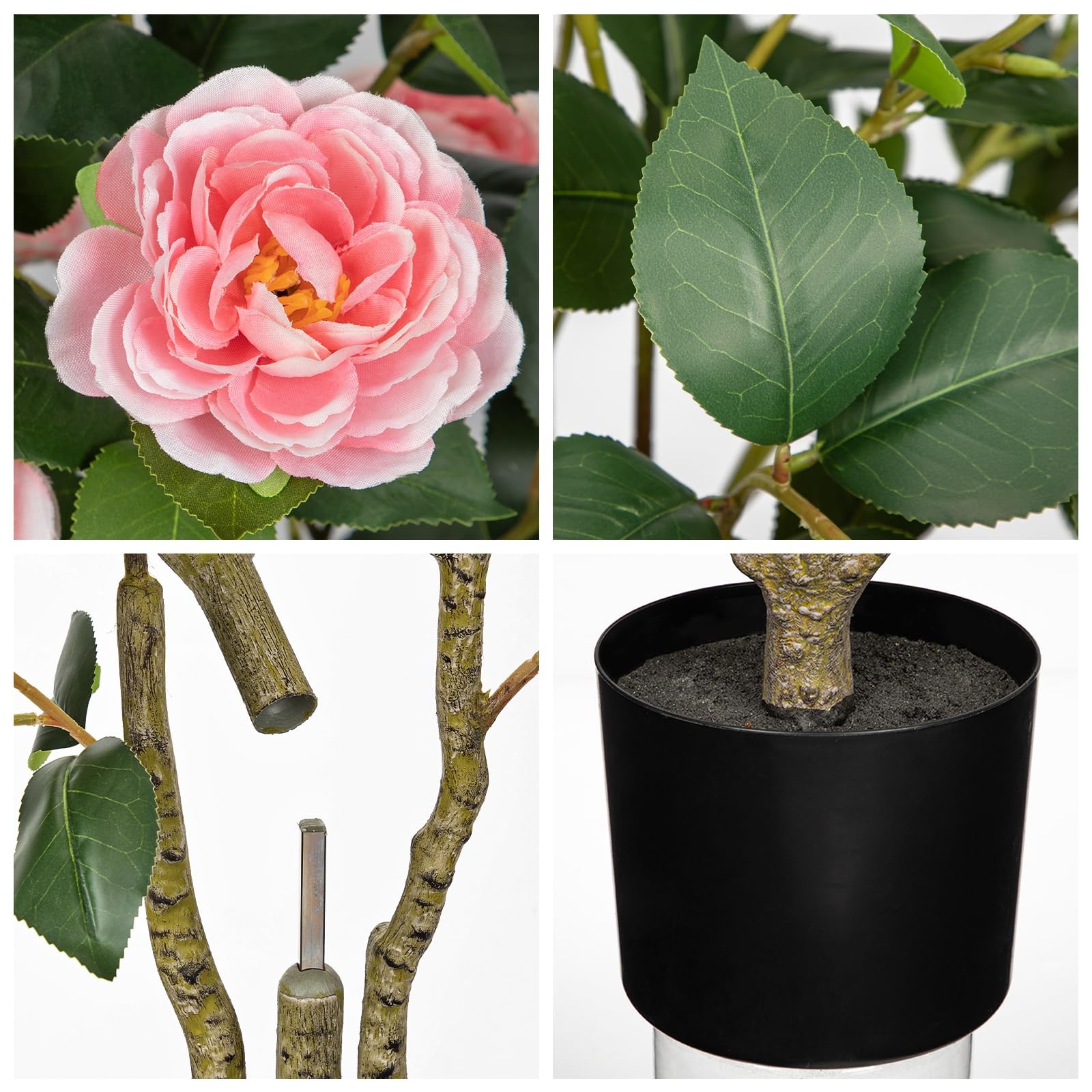 3ft Artificial Camellia Tree Fake Camellia Plant with Pink Flowers Faux Flora…