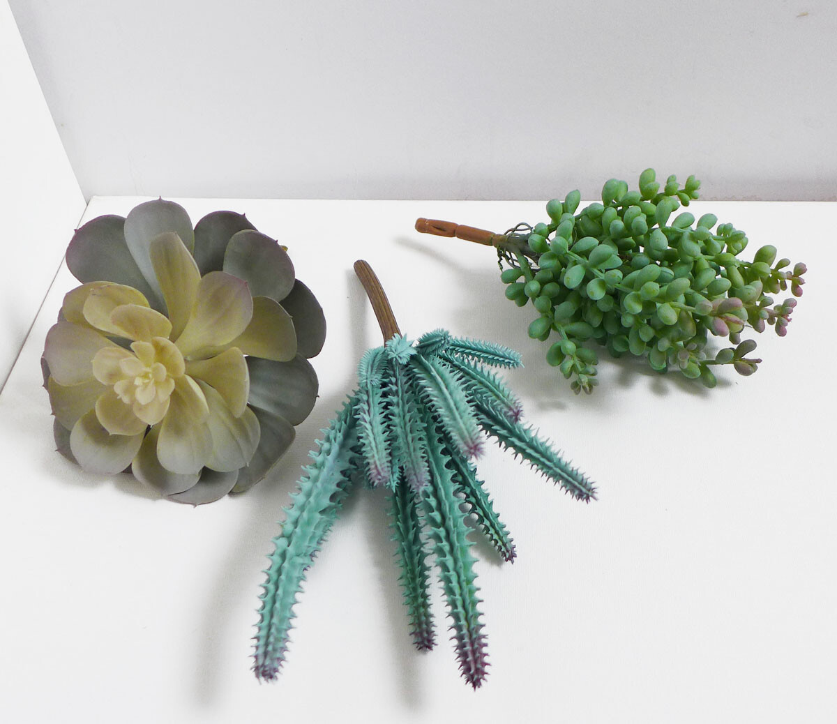 Artificial Plants Mix Gray Succulents Cactus Louts Bean Grass of 3 Pcs (#56)