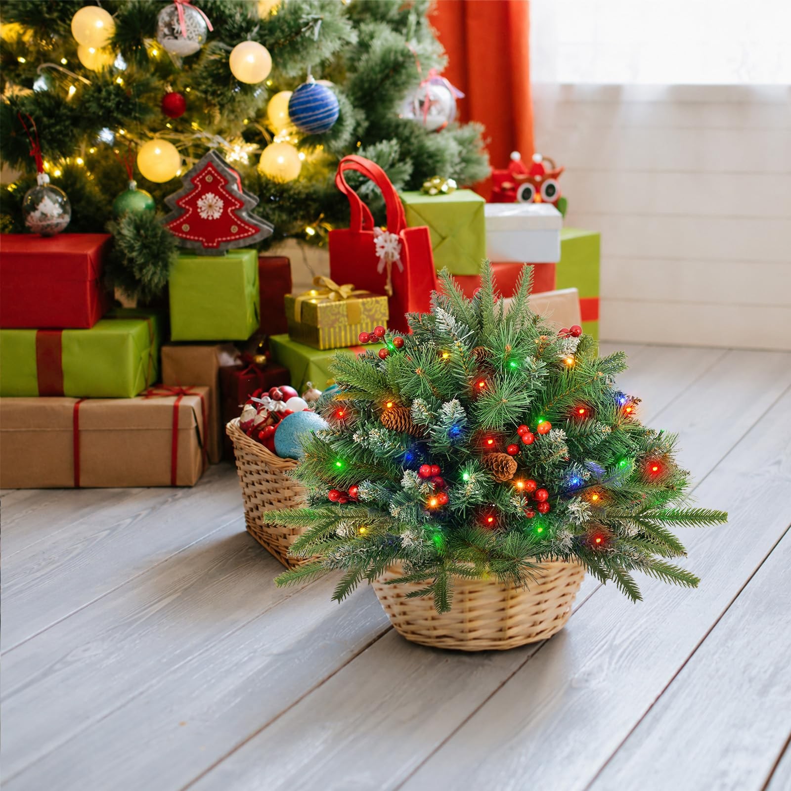 Christmas Tree Urn Filler, Battery Operated with Timer, Pre-lit Warm White & …