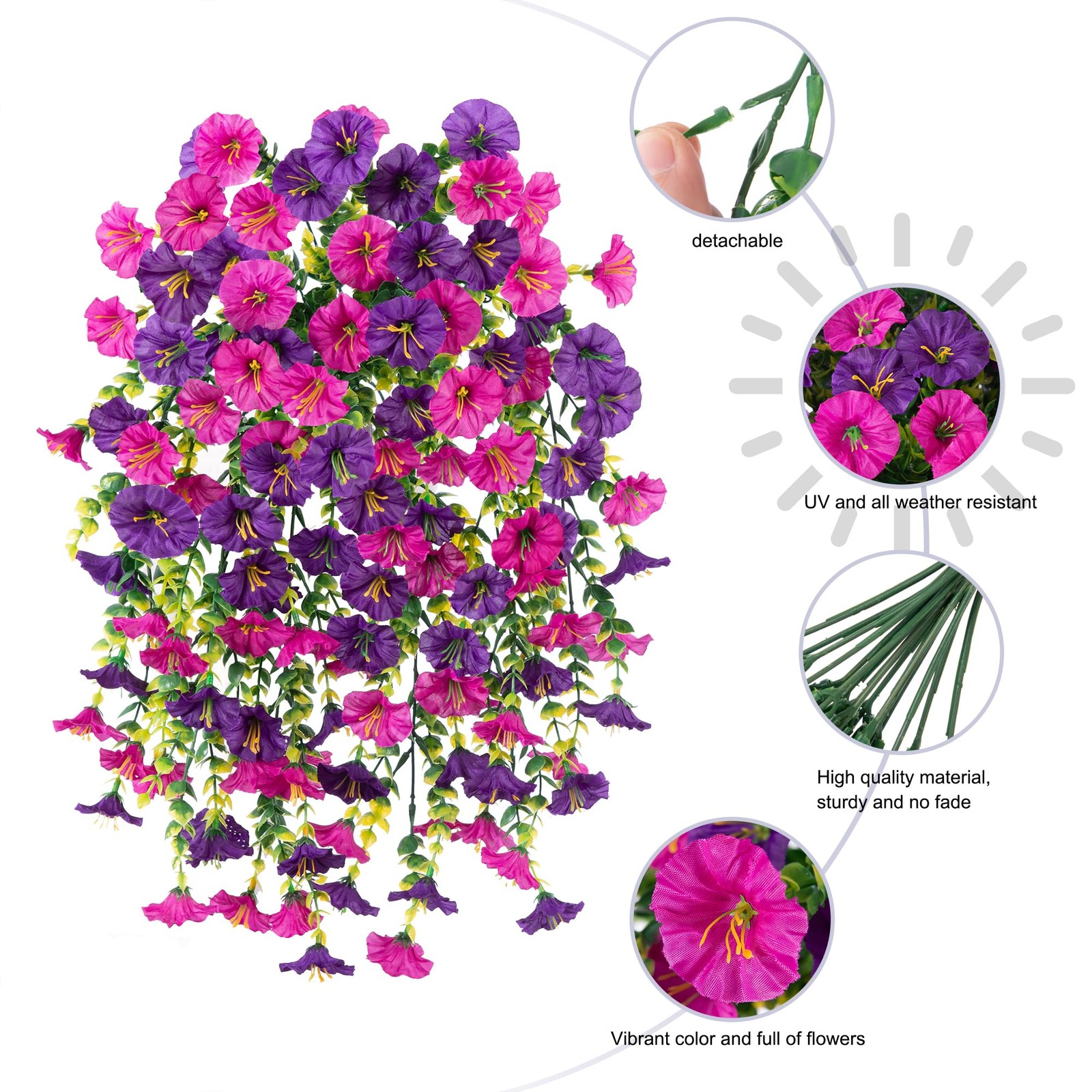 Ivydale 2 PCS Artificial Hanging Flowers Fake Plants Outdoor,Silk Morning Glo…