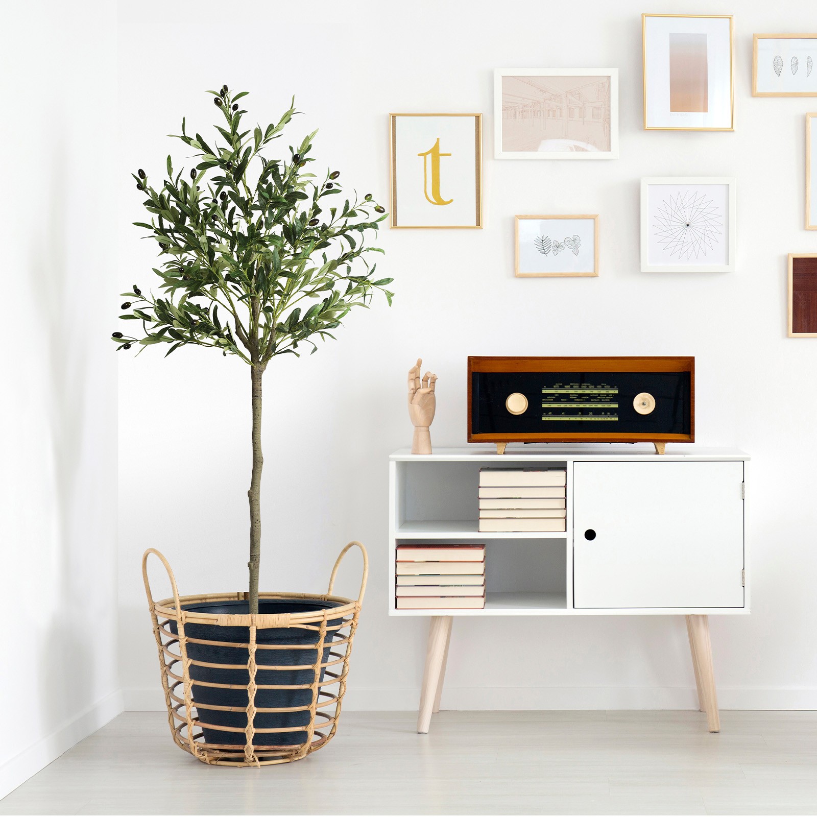 5FT Artificial Olive Tree, Lifelike Fake Plant for Home Office Balcony Decor