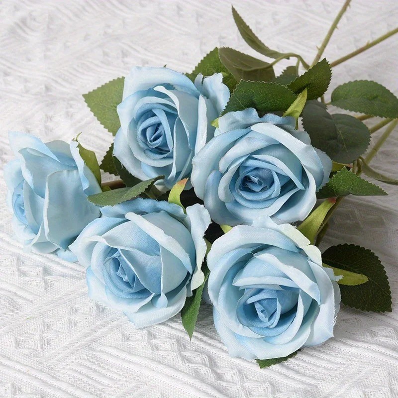 12PCS Artificial Rose Bouquet Realistic Silk Flowers Home Wedding Decor