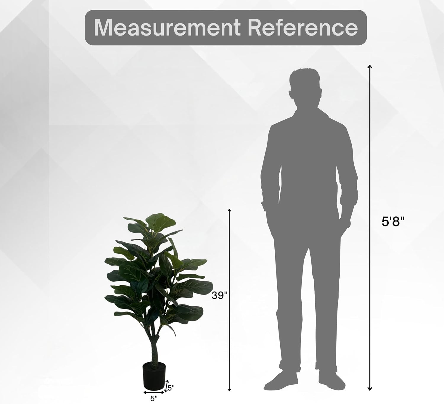 39.4-Inches Artificial Fiddle Leaf Fig Tree in Pot for Indoor Outdoor Home