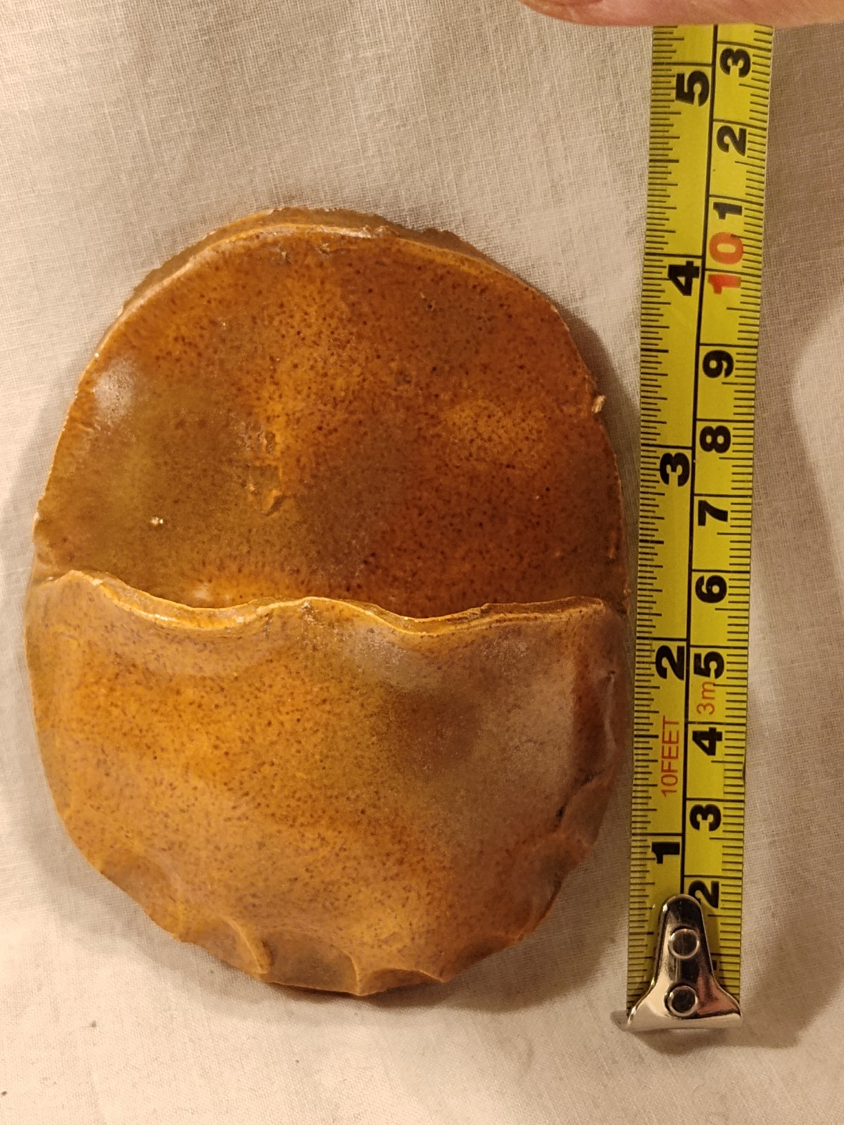 Hand Made Pottery Wall Pocket Brown Glaze For Dried Flowers