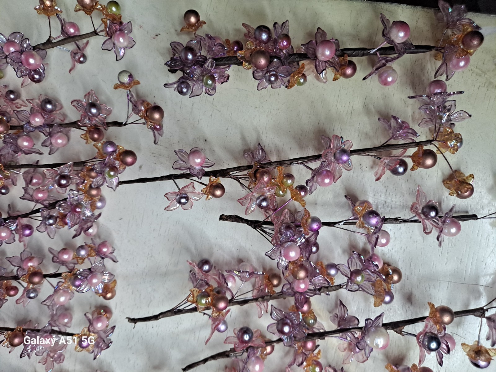 Pink Purple Plastic Flower Floral Branches 25 Piece