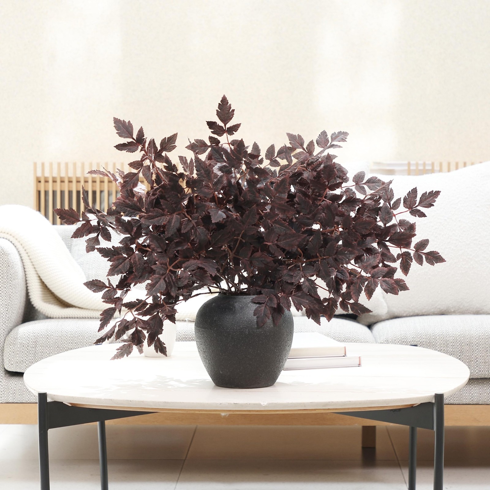 4 Pack Artificial Plum Cimicifuga Leaf Sprays, 24″ Faux Ramosa Branches for V…